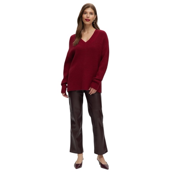 Hilary Radley Sweaters - HILLARY RADLEY V-Neck Burgundy Sweater Galaxy Pattern Red Pullover Spring Top XL